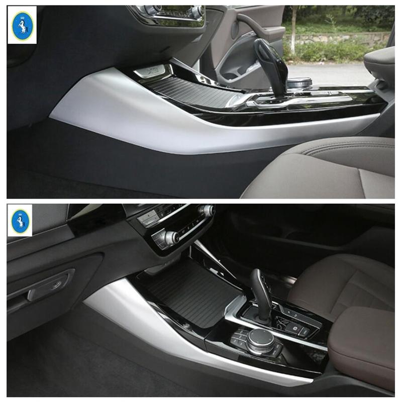 Auto ide Stalls Central Gear Shift Box Decor Stripes Cover Trim For BMW X3 G01 2018 - 2024 Carbon Fiber Interior Accessories