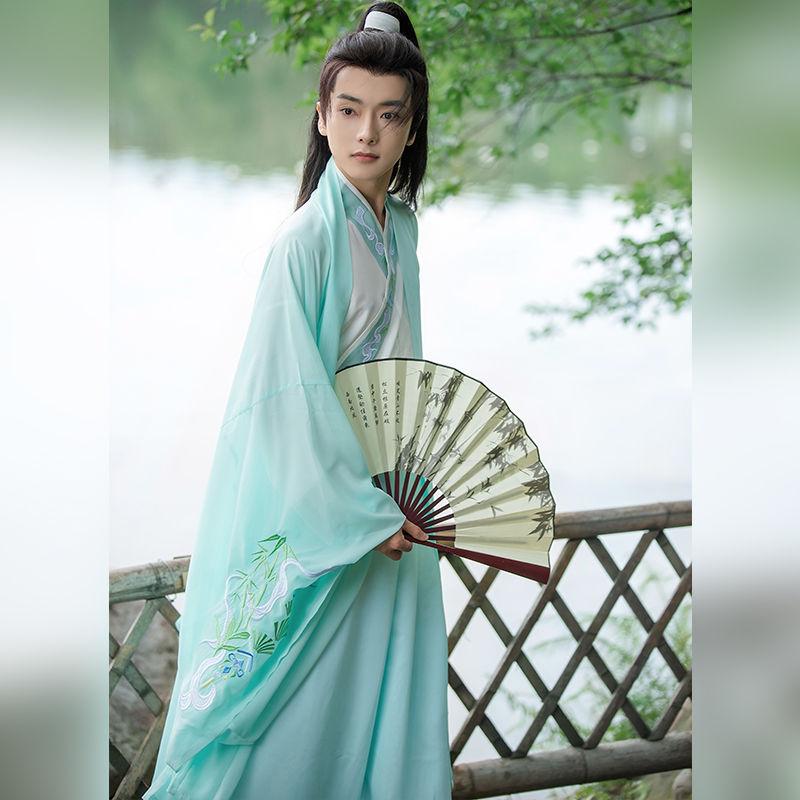 Chinese Wei And Jin Dynasty Style Hanfu Cross-collar Waist-length Large-sleeved Shirt Suit