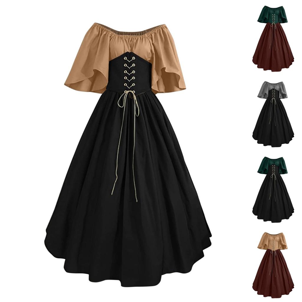 Women Fashion Gown Vintage Dress Cosplay Party Evening Night Formal Long Dress