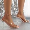 Transparent Pvc High Heeled Sandals Women Square Toe Clear Heels Slippers Woman Sexy Party Shoes Ladies Plus Size 43