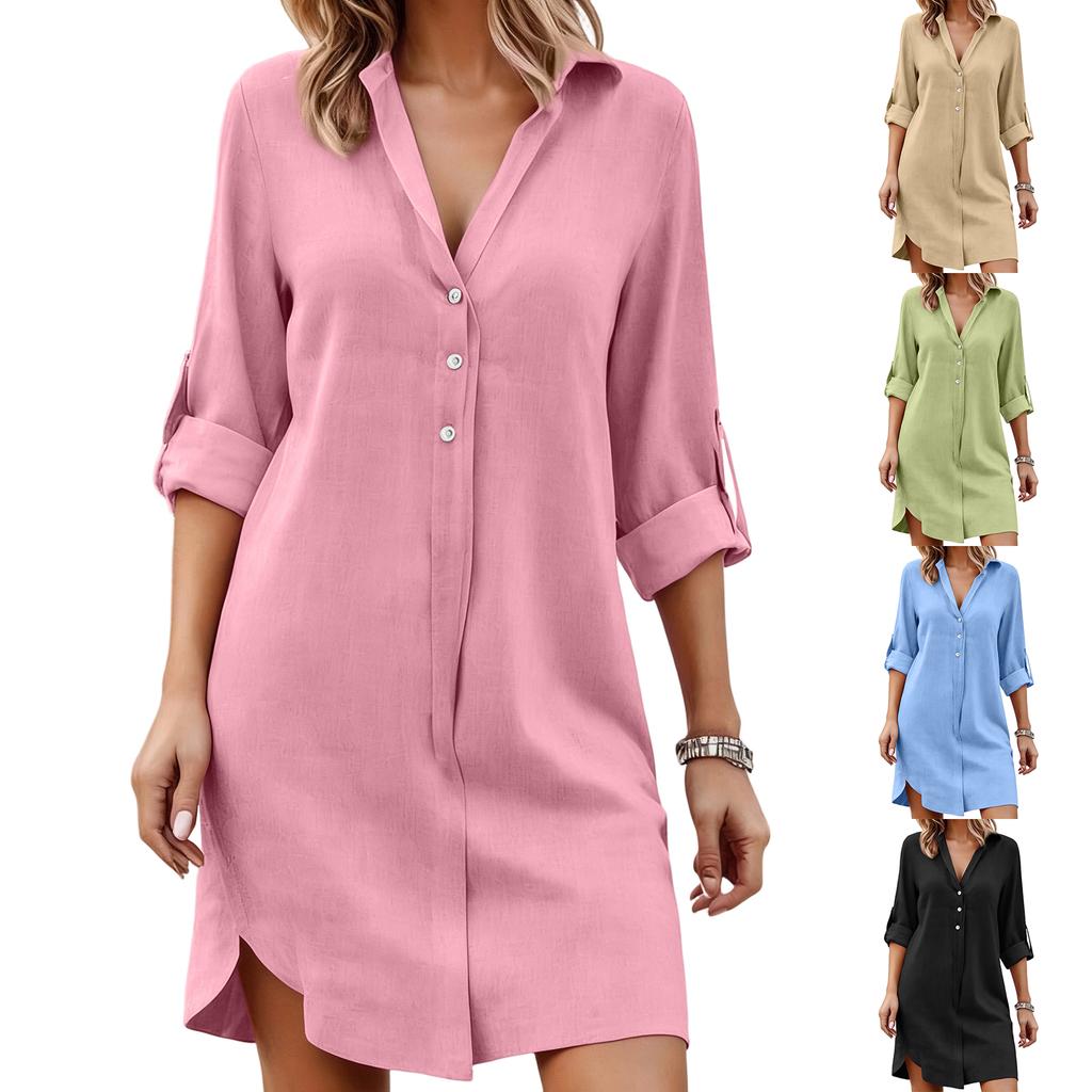 Женский повседневный кардиган на пуговицах с длинными рукавами, женское платье-рубашка