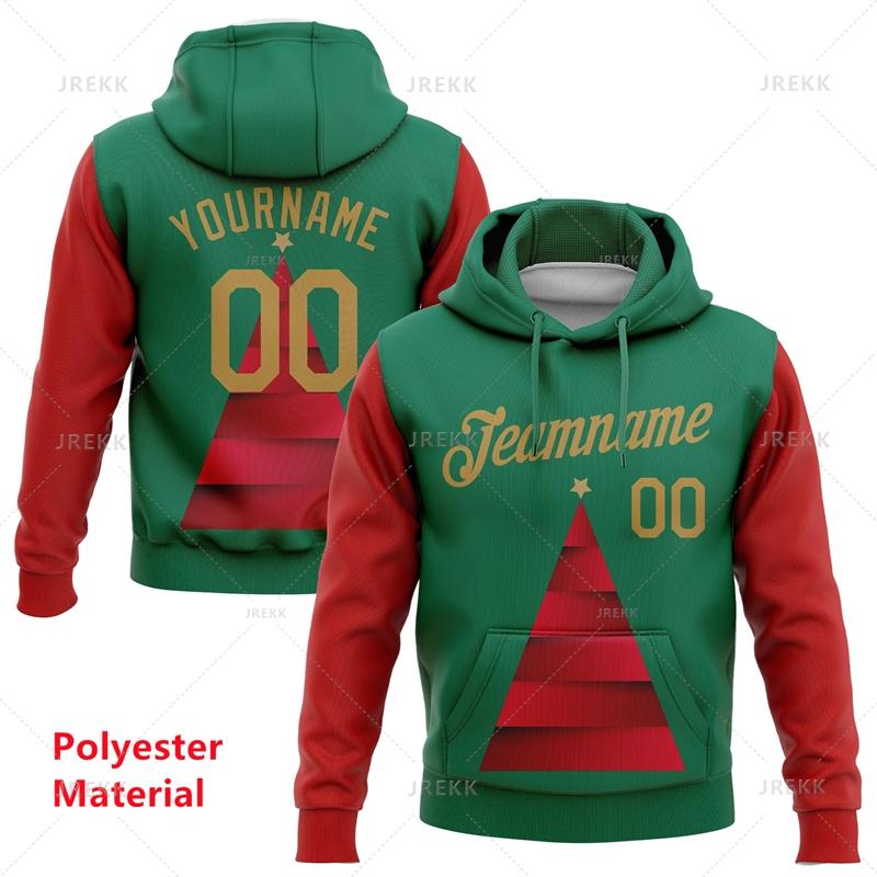 Red Green Custom Name Christmas Hoodie Men 2026 3D Printed Santa Claus Pullover Hoodies Tops Women Personalized Sweatshirt