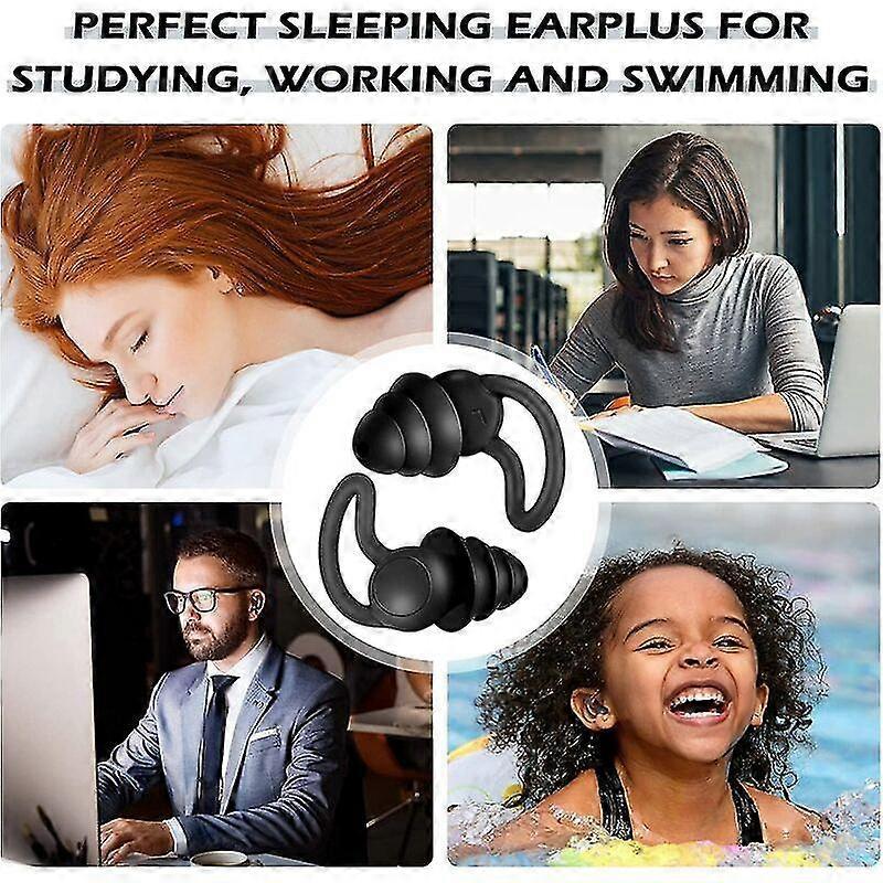 2 Pair of side sleeping silicone ear plugs - reusable and washable hearing protection - ideal for snoring, working, sleeping, traveling
