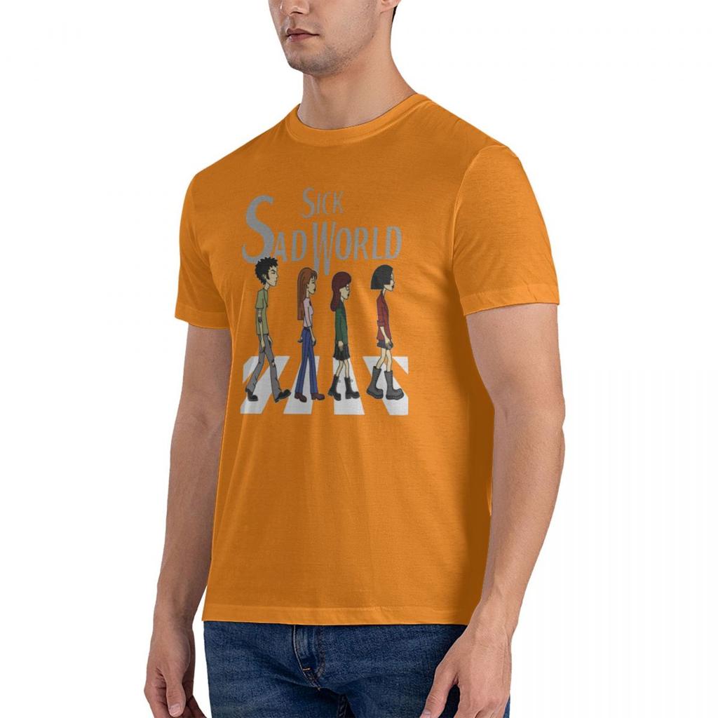 Darias Sick Sad Road Printed T-Shirt Funny Mens Short Sleeve Loose Oversized Tees