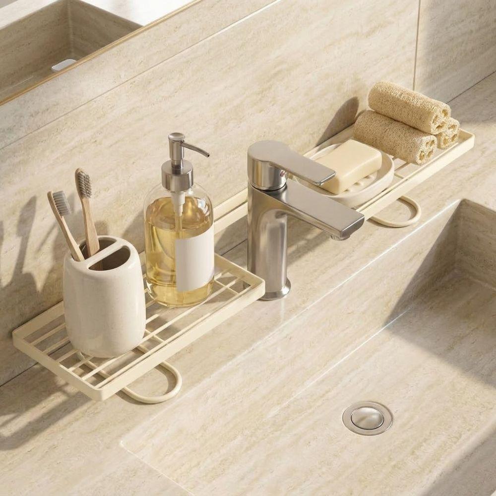 Mesh Design Bathroom Storage Rack Carbon Steel Cosmetics Organizer Sink Drying Rack Bathroom