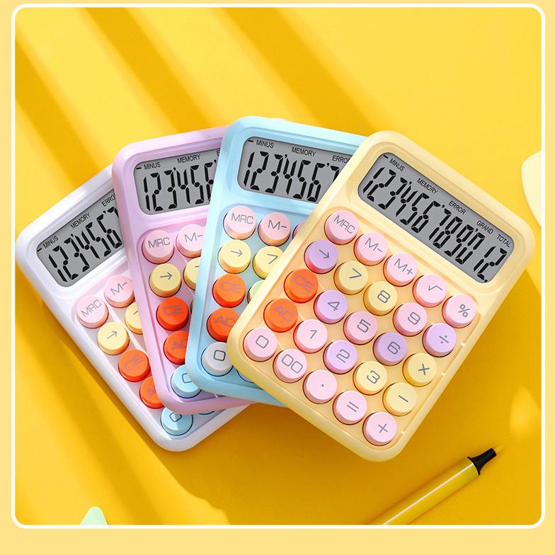 Cute Dopamine Color Keyboard Calculator 12 Digit Large Screen Student Portable Stationery Calculator Office Desktop Accessories