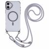 For iPhone 16 Clear Case Compatible with MagSafe Shockproof PC+TPU Phone Cover with Long Lanyard - Purple