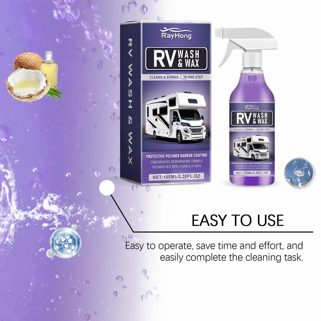 RAYHONG RV Cleaning Solution One-step Cleaning Easily Removes Stains, Shines Like New, UV Protection Coating Agent 100ml