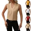 Женская летняя элегантная темпераментная повседневная блузка без рукавов с v-образным вырезом, однотонная женская блузка