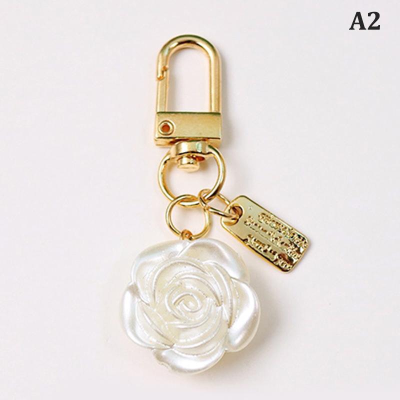 Vintage Pearl Keychain Flower Bowknot Pendant Keyring Handbag Decoration Jewelry
