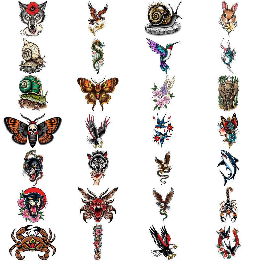 28 шт. Временные татуировки Наклейки с временными татуировками Слон Голова Волка Феникс Для Мужчин Женщин Взрослых