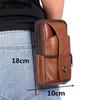 WTEMPO 3 Layer Leather Men's Mobile Phone Waist Bag Men's Multifunctional Waist Belt Crossbody Hanging Bag Outdoor Sports Leather Bag