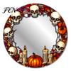 Halloween Party Atmosphere Decor Decorative Mirror Wall Stickers with Spiders/Skeletons/Pumpkins, Retro Hanging Festive Decorations Ornament,