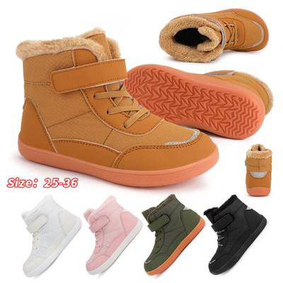 Детские теплые зимние сапоги. Детская зимняя хлопчатобумажная обувь. Нескользящие теплые плюшевые сапоги на открытом воздухе. Теплая меховая обувь с высоким берцем. Водонепроницаемые теплые кроссовки.