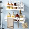 Bathroom Rack Magnetic Bath White Bathroom Shampoo Washroom Storage Drainer Magnetic Wall Hanging 2 Tier Rust-Free (White, Type)
