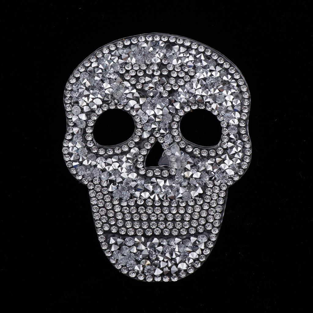 6 Pieces DIY Skull Rhinestone Patch Appliques Iron On Bags Clothes Sewing