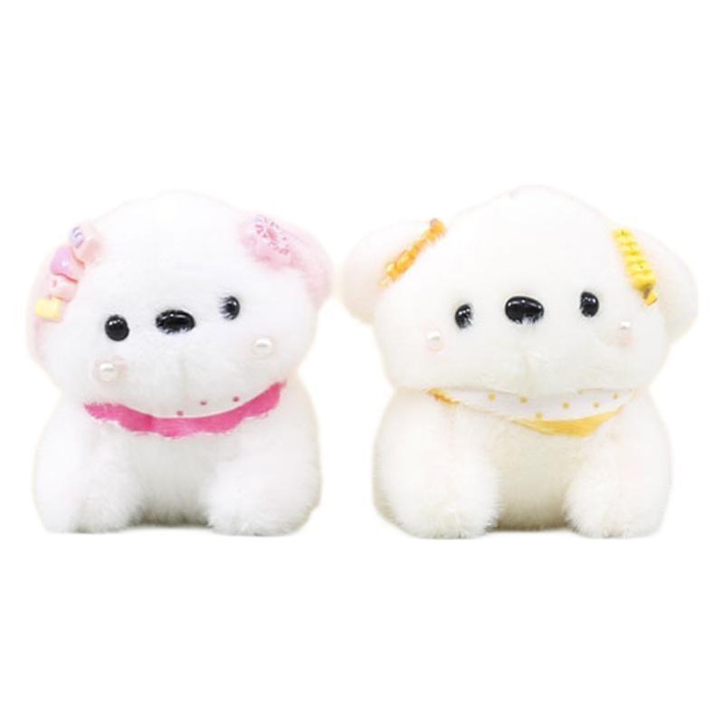 Charming Cute Dog Hanging Pendant Fluffy Plush Toy Keychain Perfect For Couples