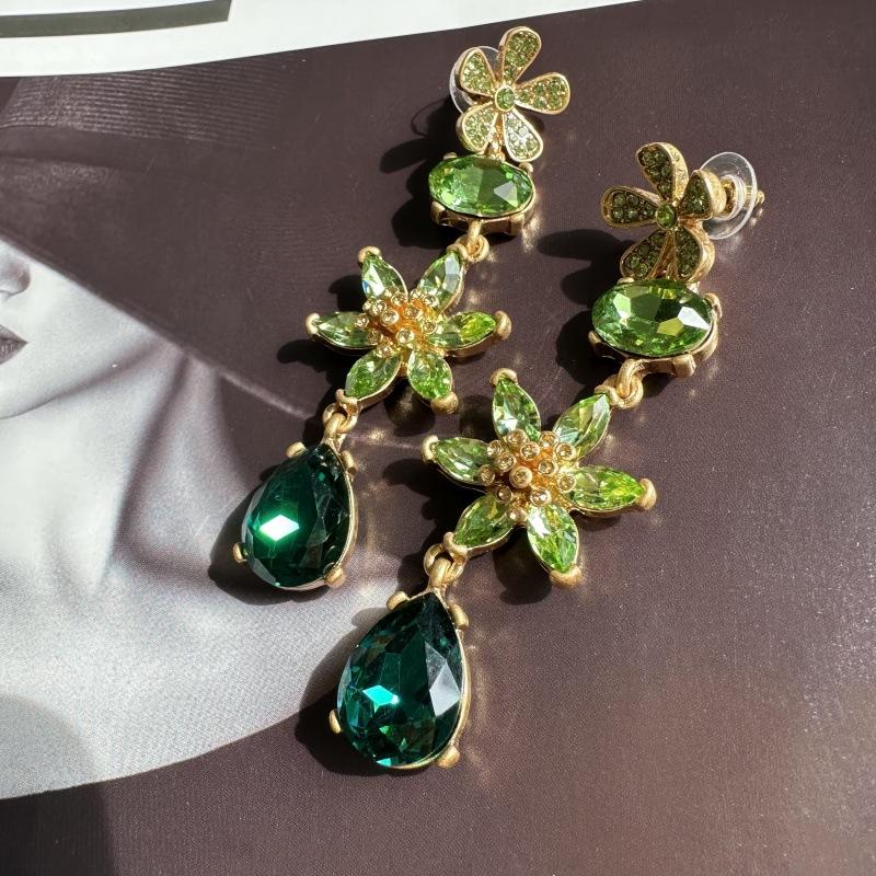 Модная бижутерия Новые элегантные серьги-подвески в виде цветка с кристаллами из граненого стекла в форме капли для женщин, Идеальный аксессуар для вечеринки