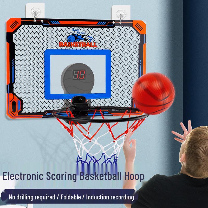 Transparent Basketball Hoop for Kids with Scoreboard, Wall-Mounted, No-Drill, Door Hanging Indoor Slam Dunk Backboard.