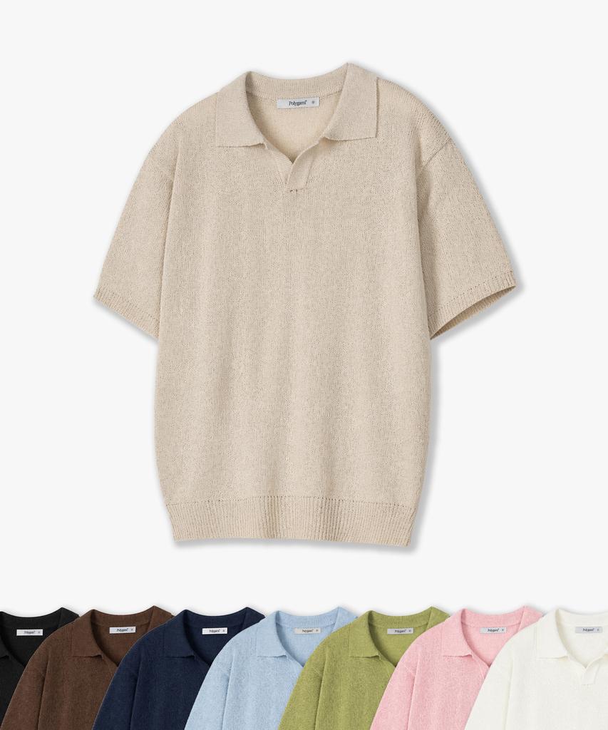 POLYGRAM Boucle Open Collar Half Knit - 8 Colors (Type B)