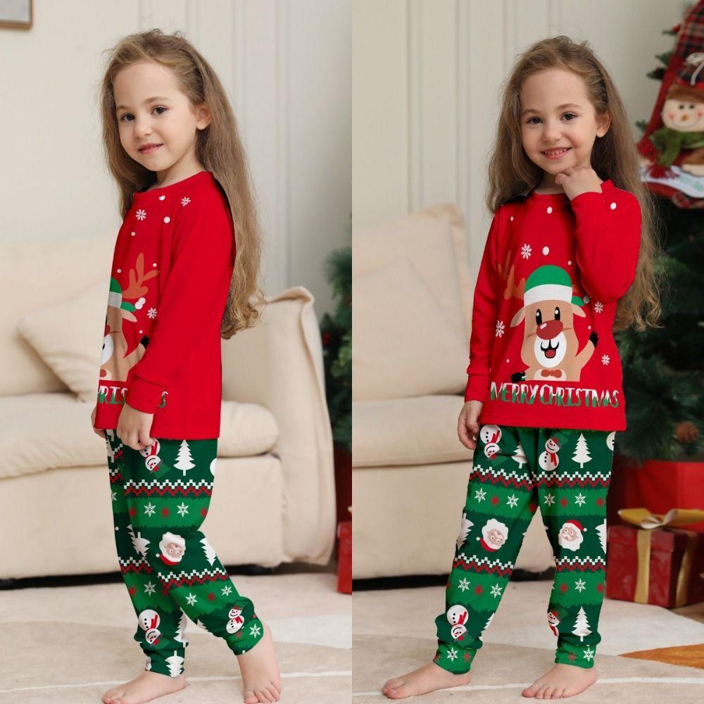 Рождественские семейные комплекты в тон Мягкая домашняя одежда для взрослых и детей Новые топ+брюки Зима