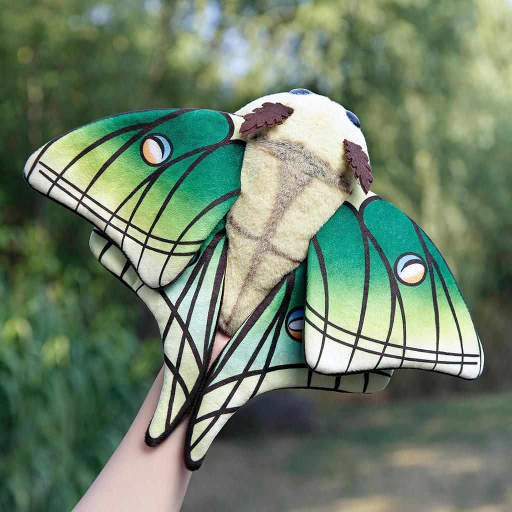 ZHONGXIN MADE Милая плюшевая игрушка Зеленый мотылек, 11-дюймовая плюшевая игрушка Зеленый мотылек, Ручная работа Большая игрушка модель насекомого мотылька, Уникальная детская плюшевая игрушка