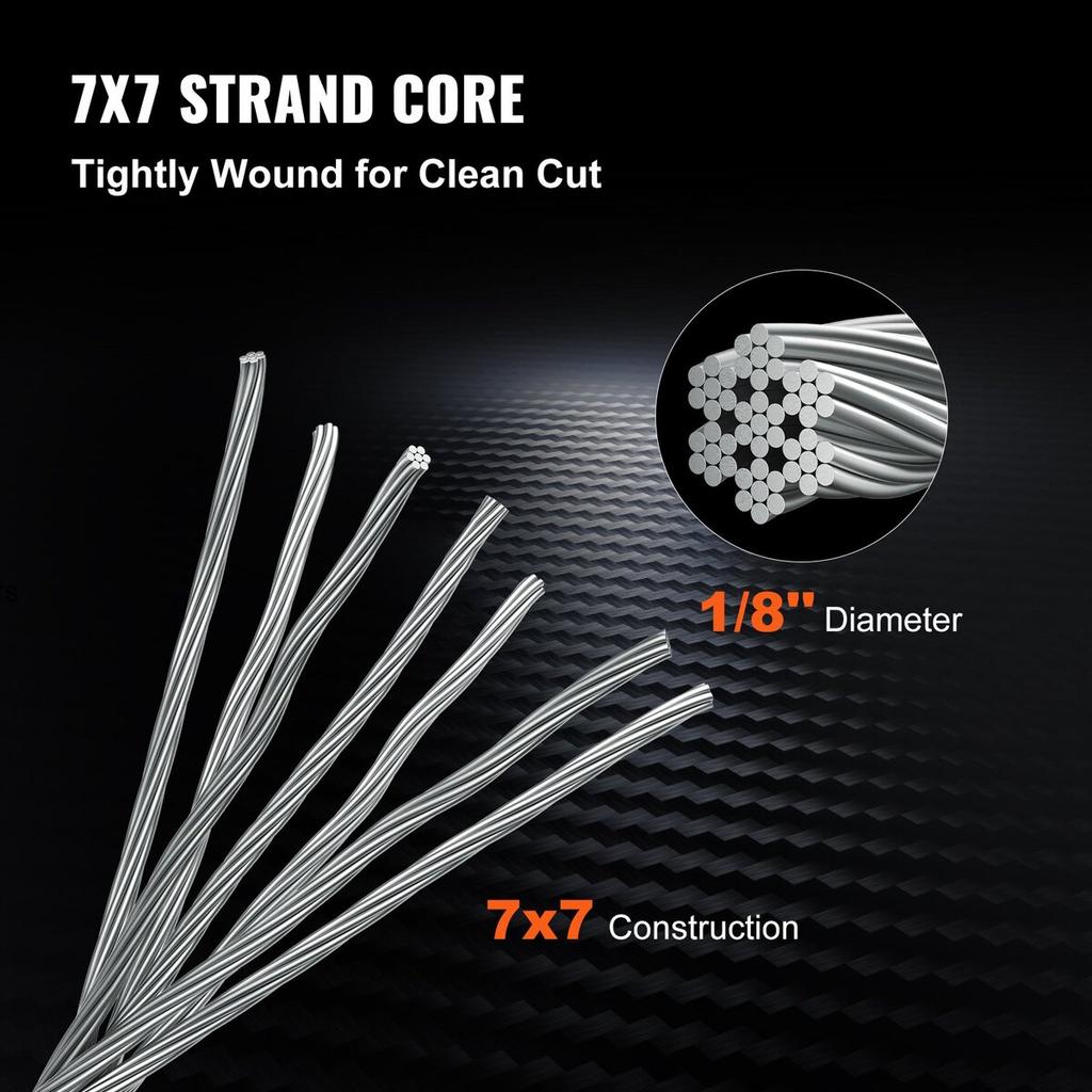 T316 Stainless Steel Cable 1/8" 7x7 Steel Wire Rope Cable 500FT Cable Railing Transport Wire Rope Cable for Railing Decking DIY Balustrade