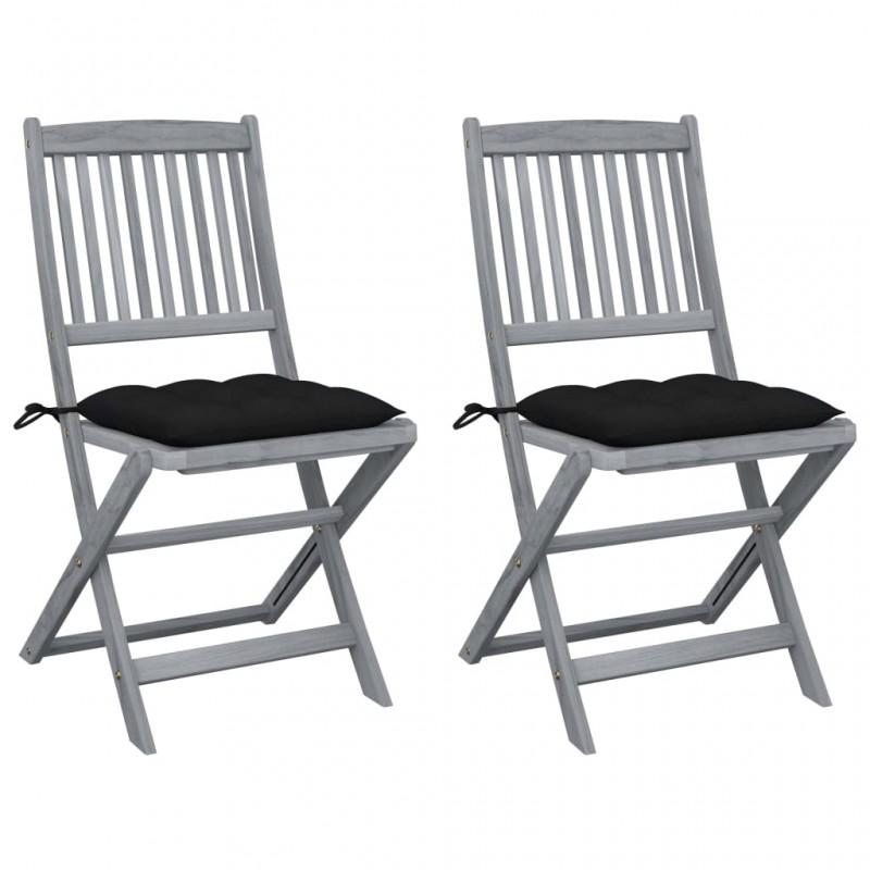 Day and Night - Day and Night Folding Garden Chairs 2 Pcs Cushions Solid Acacia Wood