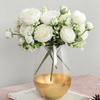 1pcs/30cm Rose Pink Silk Bouquet Peony Artificial Flower 5 Big Head 4 Small Bud Bride Wedding Home Decoration