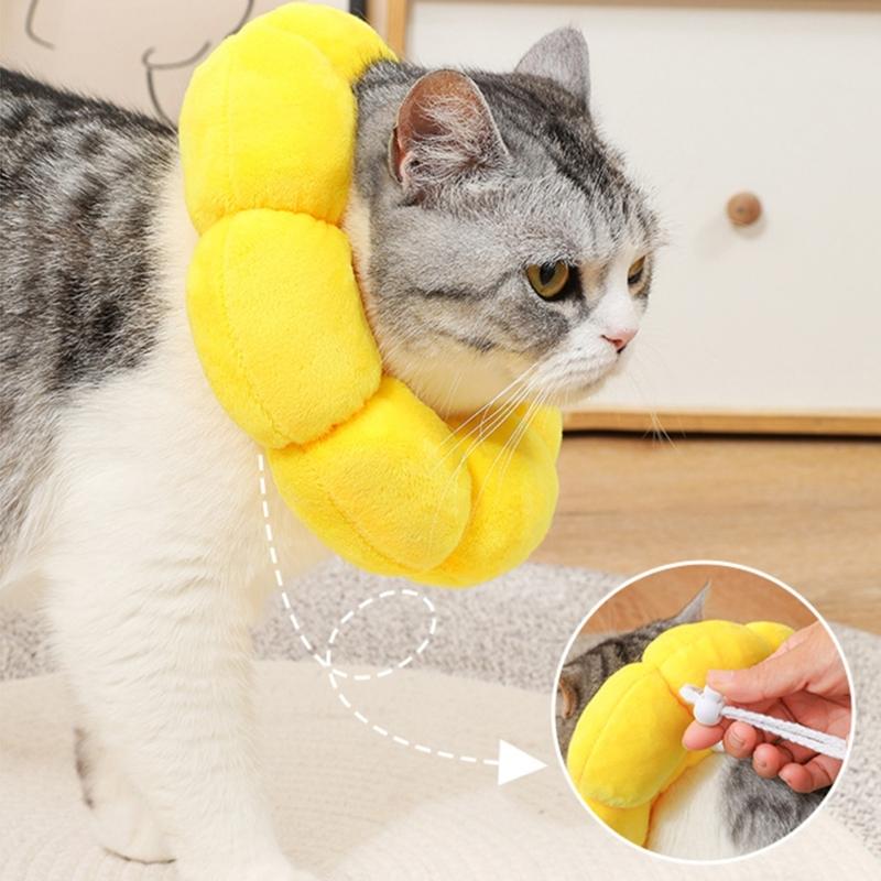 Protective Cat Collar for Neck Wound Protections Flower Elizabethan Circle Collar for Dogs Cats Post Surgery Recovery