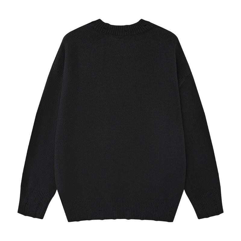 Womens Butterfly Jacquard Sweater Loose Street Style Round Neck Long Sleeve Fall Winter