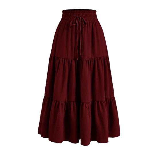 Женская юбка, эластичная, с высокой талией, на шнуровке, юбка-лето, в стиле бохо, с цветочным принтом, оборками, низом, длинная юбка