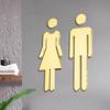 2Pcs Acrylic Bathroom Mirror Sign Adhesive Restroom Door Toilet 3D Sign Business Restaurant Office Hotel Washroom Wall Identification Signage