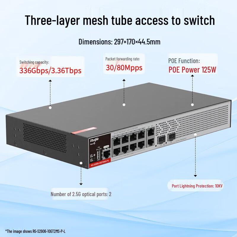 Управляемый PoE-коммутатор Ruijie RG-S2906-10GT2MS-P-L