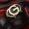 Men'S Imitation Steel Alloy Leather Self-Buckle Belt Crocodile Belt Waistband
