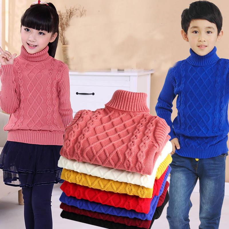 Свитера с высоким воротником для маленьких мальчиков и девочек, детские свитера на зиму, вязаные низы, свитера для мальчиков