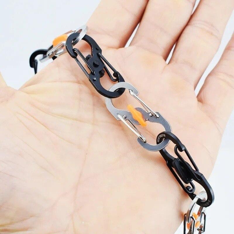 5Pcs Outdoor Camping S Type Carabiner With Lock Mini Keychain Hook Anti-Theft
