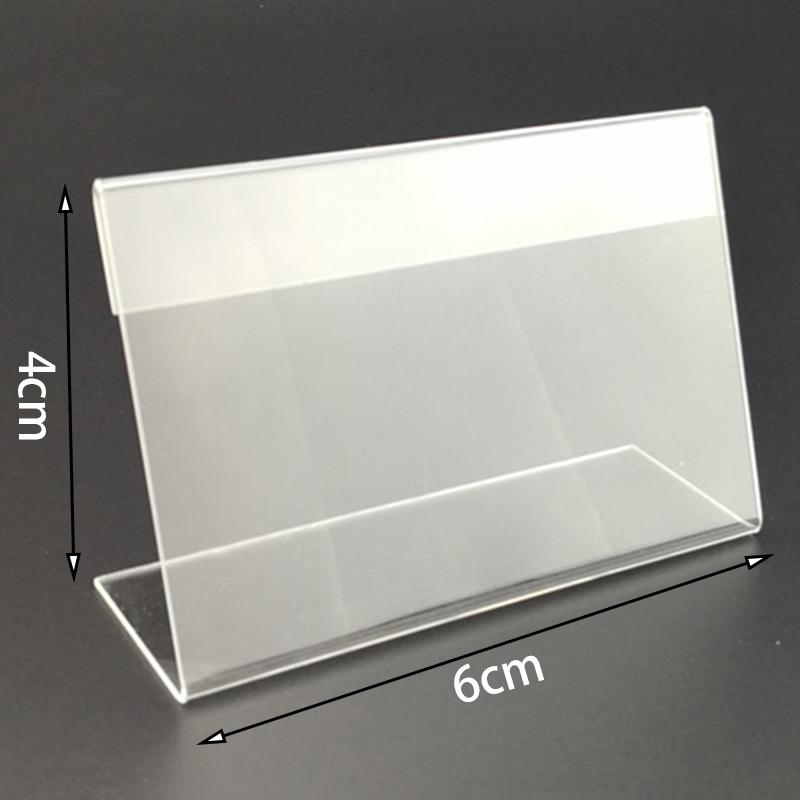 25Pcs 6*4cm Acrylic L Shape Table Sign Display Stand Name Price Card Holder For Retail Buffet Clear Price Card Tag Label Stand