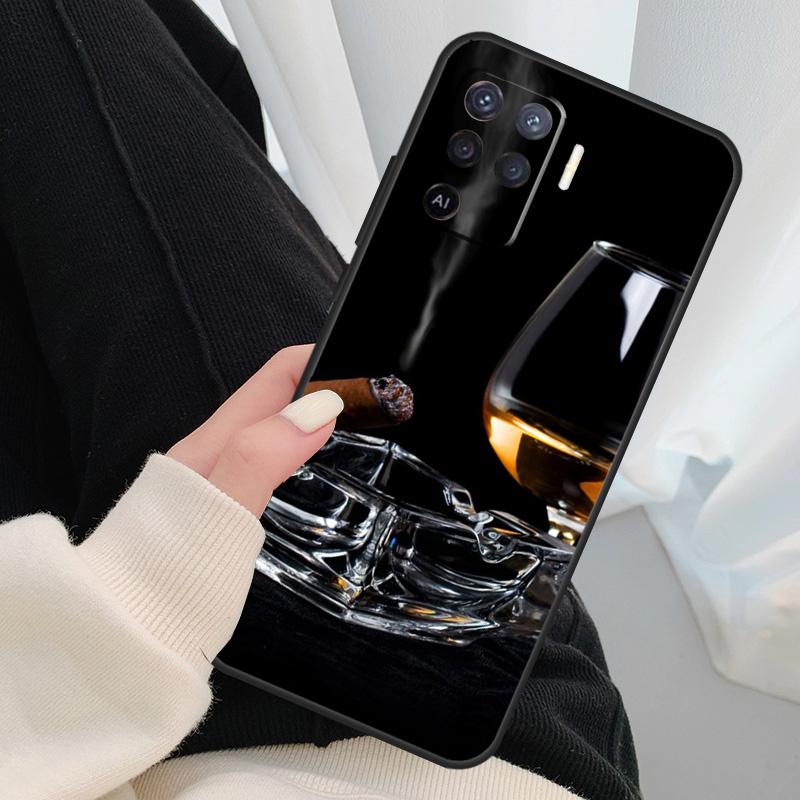 Кейс для напитков с виски и льдом для сигар для Oppo A18 A38 A58 A78 A98 A80 A60 A40 A96 A76 A16 A94 A74 A54 A15 A17 A57 A77 A5 Pro