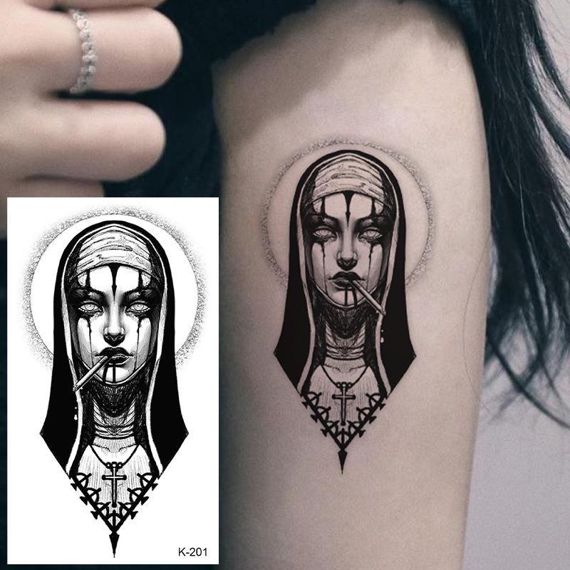 English Letter & Flower Butterfly Tattoo Stickers - Waterproof & Sketch Line Design