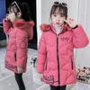 Girls Thick Keep Warm Winter Jacket Detachable Hat Plush Collar Hooded Padded Lining Coat For Kids Children Birthday Present