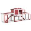 Outdoor Rabbit Hutch - vidaXL - 204x45x85 Cm - Fir Wood - White and Red - 2 Layers