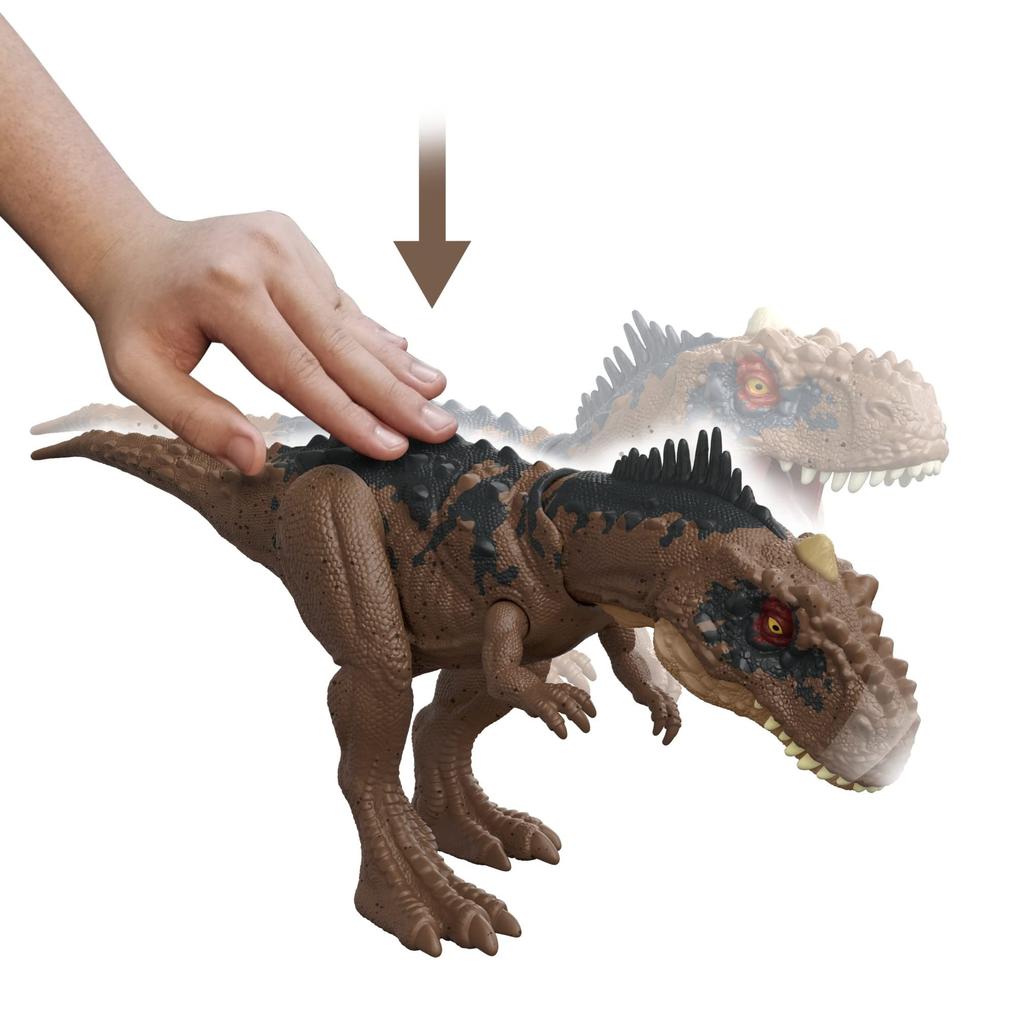 Mattel Jurassic World New Ruler Action Figure, Roaring! Rajasaurus [Total Length: Approx. 26cm] [Ages 4 and Up] HDX35 Brown, Medium
