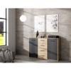 Buffet PILVI - Style contemporain - Particules mélaminé - Décor Chêne et noir - 2 portes + 4 tiroirs - L 122,6 x P 34,2 x H 81,7 cm