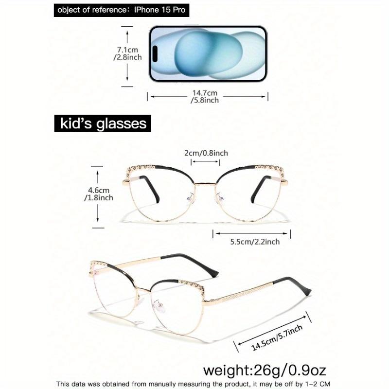 Женские ретро очки «кошачий глаз» с металлической оправой, инкрустированные стразами, модные очки для ежедневного чтения и поездок на работу, аксессуары для очков для женщин