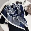 Черно-белый шарф с принтом животных из искусственного шелка твил - 90x90 см Осенний/Зимний платок для женщин