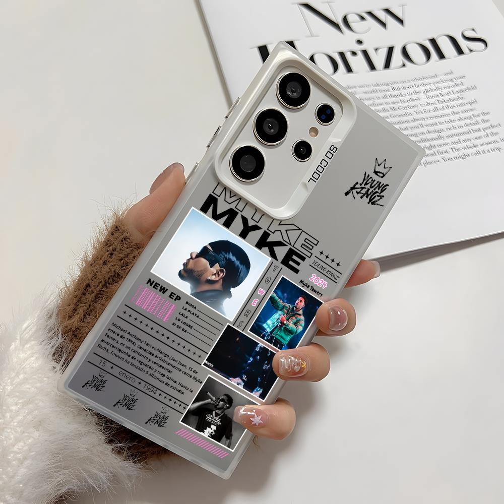 M-Myke TowerS Singer Phone Case For Samsung Galaxy S25 Edge S24 S23 S22 S21 S20 Ultra Funda Silicone Silver Cover
