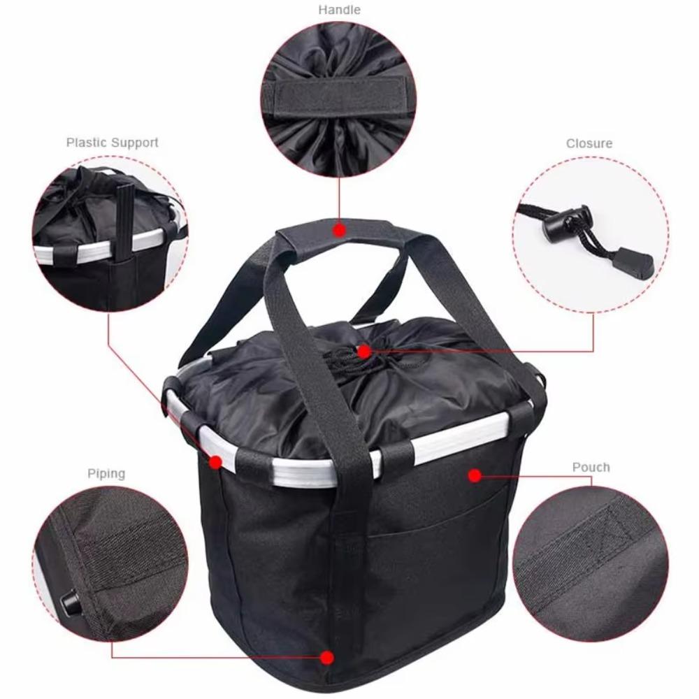 Foldable Bicycle Front Basket Aluminum Zinc Zinc Alloy Frame Mountain Bike Bags Pet Dog Carry Pouch  Outdoor