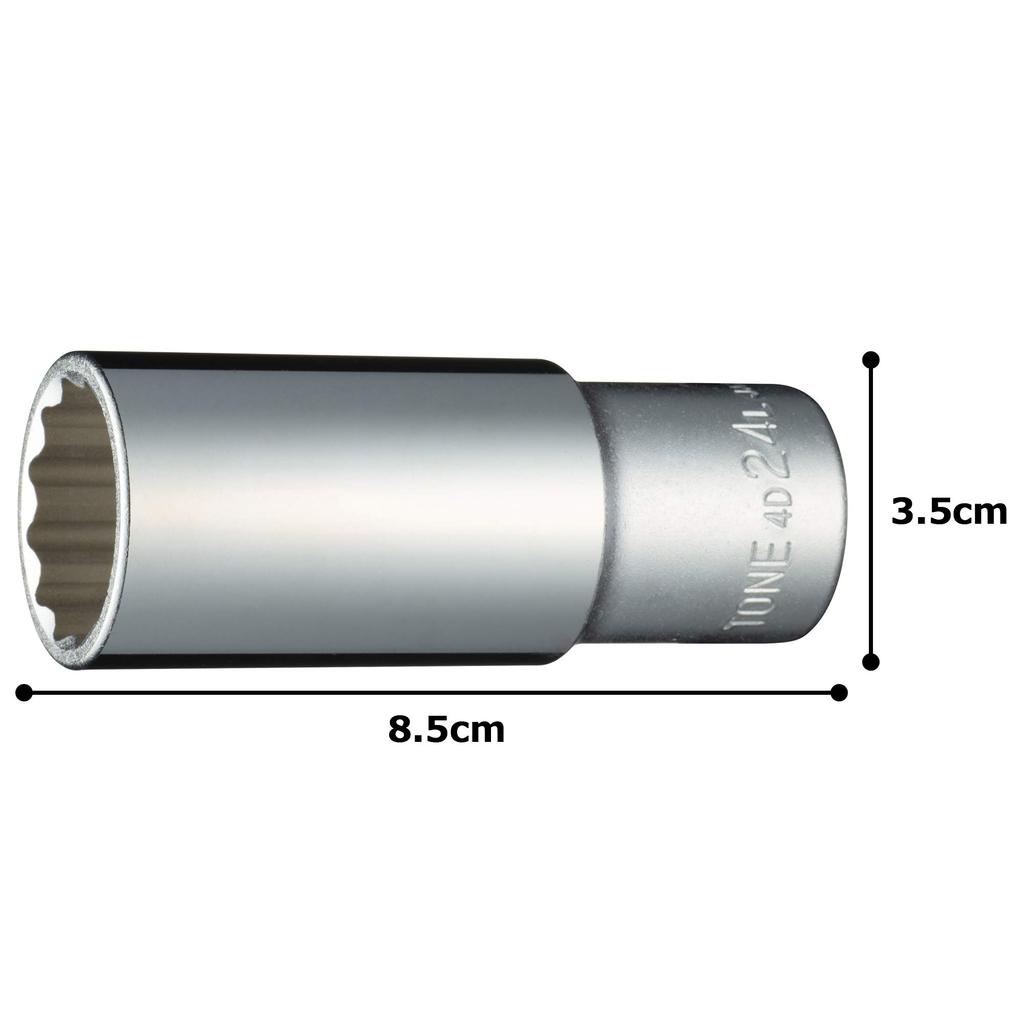 TONE Deep Socket Drive Angle Width Across Flats 24mm (12 Square) HP4D-24L 12.7mm (1/2")