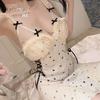 Sexy Lace Slip Nightdress Set Women Plus Size Deep V Neck Satin Lingerie Home